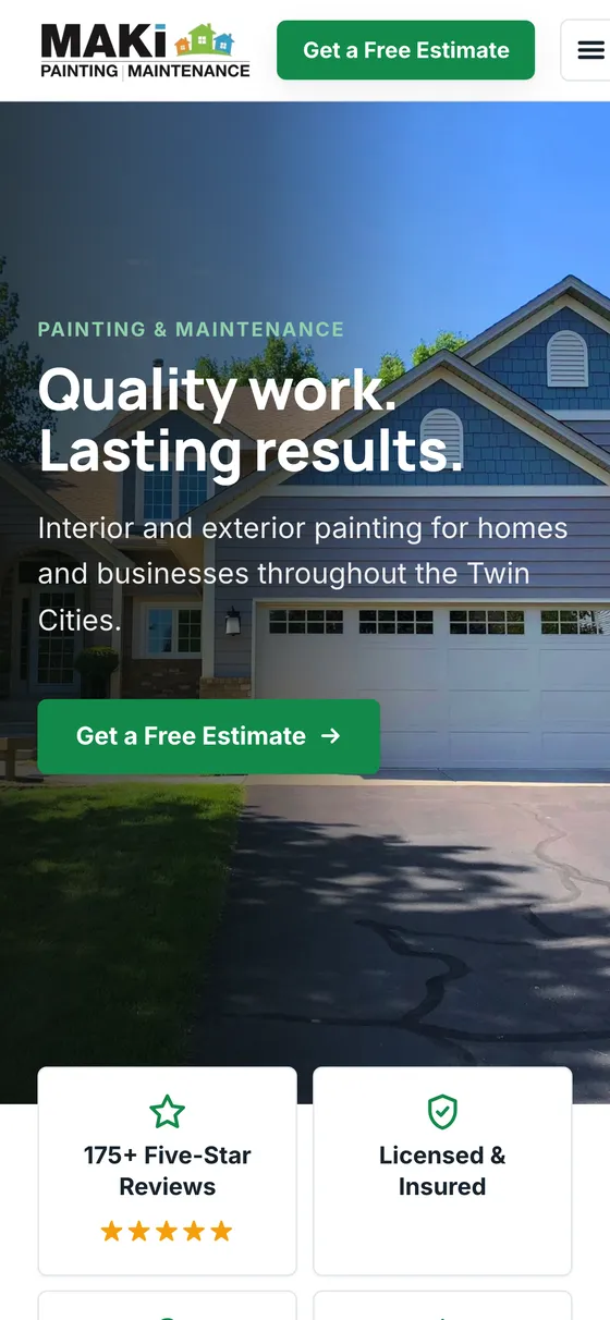 The Maki Painting website on mobile
