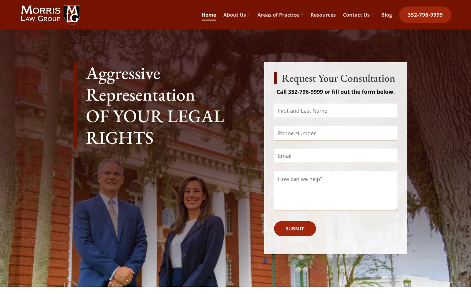 The Morris Law Group website on desktop, designed and built by Northern Pine Marketing